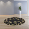 5' Round  Wool Black Area Rug