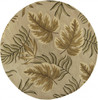 8' Sand Beige Hand Tufted Tropical Leaves Round Indoor Area Rug