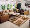 8' x 11'  Wool Ivory with Laurel Border Palm Tree Area Rug
