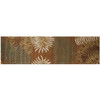 8' Rust Orange Hand Tufted Tropical Leaves Indoor Runner Rug