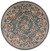 8' Round Slate Blue Floral Vine Bordered Indoor Area Rug