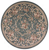 8' Round Slate Blue Floral Vine Bordered Indoor Area Rug