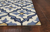 5' x 7' Ivory or Blue Geometric Mosaic Indoor Outdoor Area Rug