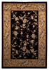 7' Octagon Black or Beige Floral Bordered Indoor Area Rug