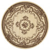 8' Ivory Machine Woven Hand Carved Floral Medallion Round Indoor Area Rug