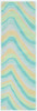 8' Ocean Blue Beige Hand Tufted Abstract Waves Indoor Runner Rug