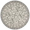 8' Ivory Grey Hand Woven UV Treated Greek Key Medallion Round Indoor Outdoor Area Rug