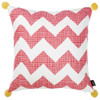 Pink Chevron and Pom Printed Decorative Throw Pillow Cover.