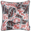 Black Red and White Jacquard Leaf Decorative Throw Pillow Cover