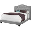 66.5" x 87.5" x 56.5" Grey Linen With Chrome Trim - Queen Size Bed