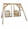87" X 70" X 65"  Natural Wood Double Chair Swing