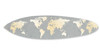 Grey and Gold World Map Surfboard Wall Art