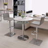 Sleek Light Gray Faux Leather Adjustable Bar Stool