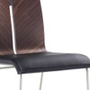 Natural Walnut and Black Faux Leather Metal Dining Chair