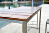 55" X 27" X 42" Teak Wood & Stainless Steel Bar Table