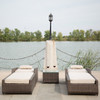 78" X 29" X 35" Brown 3Piece Outdoor Arm Chaise Lounge Set with  Cushions