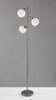 Floor Lamp Brushed Steel Metal Three Adjustable Globes