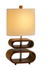 Walnut Wood Finish Stacked Bentwood Ovals with Natural Fabric Oval Shade Table Lamp