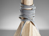 Natural Wood Tripod Base with Grey Felt Tapered Drum Shade Table Lamp