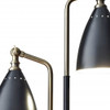 Matte Black Metal and Antique Brass Two Light Adjustable Table Lamp