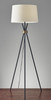 Black Metal Tripod Leg Floor Lamp with Antique Brass Accent