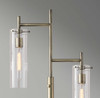 Two Light Modern Floor Lamp Clear Glass Cylinder Shade with Vintage Filament Bulb Antique Brass Metal Pole