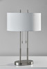 Brushed Steel Dual Pole Metal Table Lamp