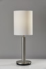 Brushed Steel Metal Stout Pole with Tall Silk Shade Table Lamp