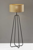 Open Cane Web Natural Shade Floor Lamp with Dark Bronze Base