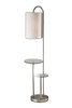 Lily Pad Glass Shelf Floor Lamp in Brushed Steel Metal