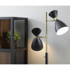 Two Light Brass Cinch Floor Lamp in Black Metal