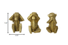 Set of 3 Gold Distressed Wise Monkey Sculptures