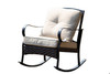 25" X 33" X 34" Black Steel Patio Rocking Chair with Beige Cushions