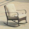 25" X 33" X 34" Black Steel Patio Rocking Chair with Beige Cushions