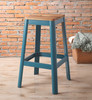 Contrast Teal and Natural Wood Bar Stool