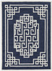 5'x7' Navy Blue Ivory Hand Tufted Bordered Greek Key Indoor Area Rug