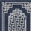 5'x7' Navy Blue Ivory Hand Tufted Bordered Greek Key Indoor Area Rug