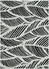 2'x4' Black White Machine Woven UV Treated Tropical Palm Leaves Indoor Outdoor Accent Rug