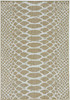 3'x5' Natural Ivory Machine Woven UV Treated Snake Print Indoor Outdoor Area Rug