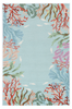 2'x4' Blue Hand Hooked Bordered Coral Reef Indoor Accent Rug