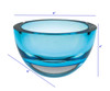 6" Mouth Blown European Made Lead Free Aqua Blue Crystal Bowl