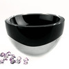 6" Mouth Blown Crystal European Made Lead Free Jet Black Bowl