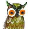 8" Mouth Blown Owl Art Glass