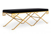 Rectangular Modern Black Velvet Bench with Champagne Gold Steel Frame