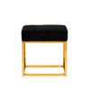 Square Modern Black Velvet Ottoman with Gold Stainless Steel