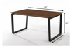 Rectangular Modern Walnut Finish Dining  Table with Black Metal U shape legs