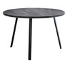 48" Round Dining Room Table with Black Reclaimed Wood and Black Metal