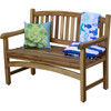 Compact Teak Outdoor Bench with Curved Design in Natural Finish