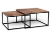 Set of 2 Squared Off Natural Wood Nesting Coffee Tables