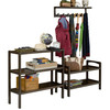 Wood Large Peg Coat or Towel Rack with Shelf in Espresso